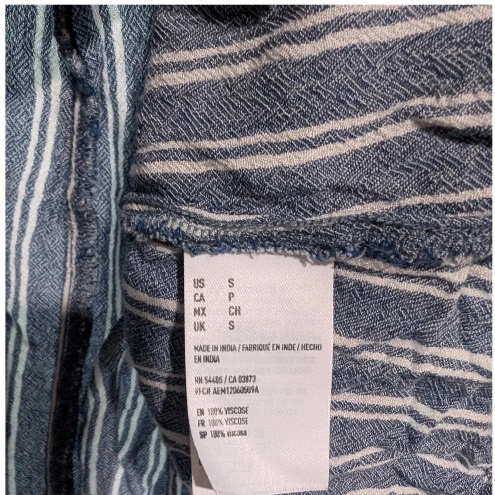 American Eagle Striped Dress Ruffle Off Shoulder Casual Button Front S - Picture 4 of 4